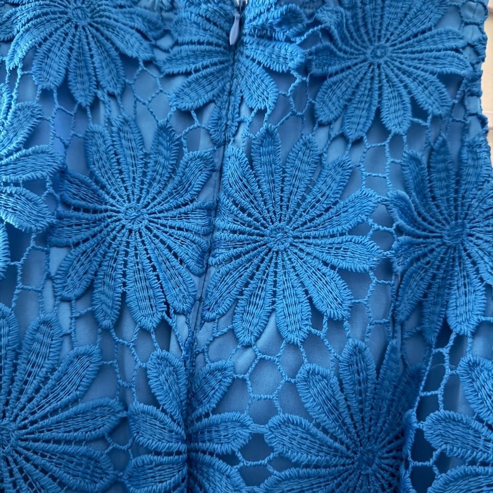 London Times Blue Floral Lace Shift Dress Size 6 Elegant Occasion Dress - Picture 4 of 6